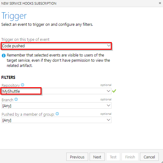 VSTS - Trigger Code Pushed