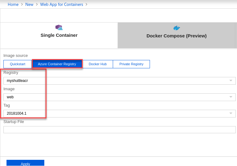 Creating MyShuttle Web App for Containers